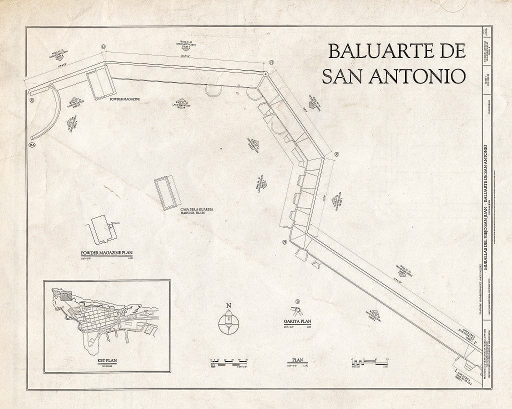 Blueprint HABS PR,7-SAJU,64F- (Sheet 1 of 4) - Murallas del Viejo San Juan, Baluarte de San Antonio, San Juan, San Juan Municipio, PR
