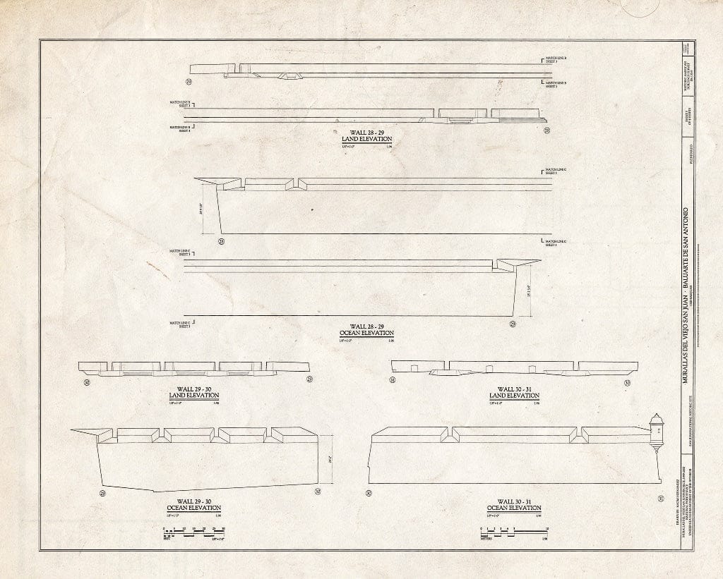 Blueprint HABS PR,7-SAJU,64F- (Sheet 3 of 4) - Murallas del Viejo San Juan, Baluarte de San Antonio, San Juan, San Juan Municipio, PR