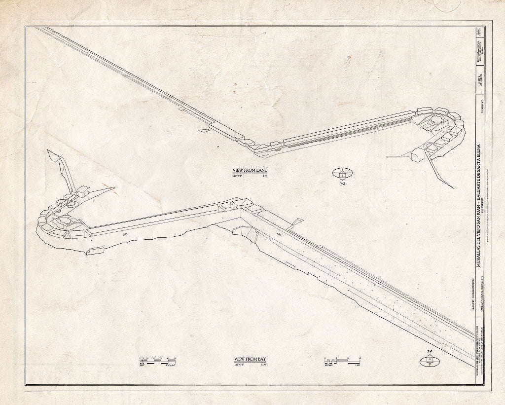 Blueprint HABS PR,7-SAJU,64H- (Sheet 2 of 4) - Murallas del Viejo San Juan, Baluarte de Santa Elena, San Juan, San Juan Municipio, PR