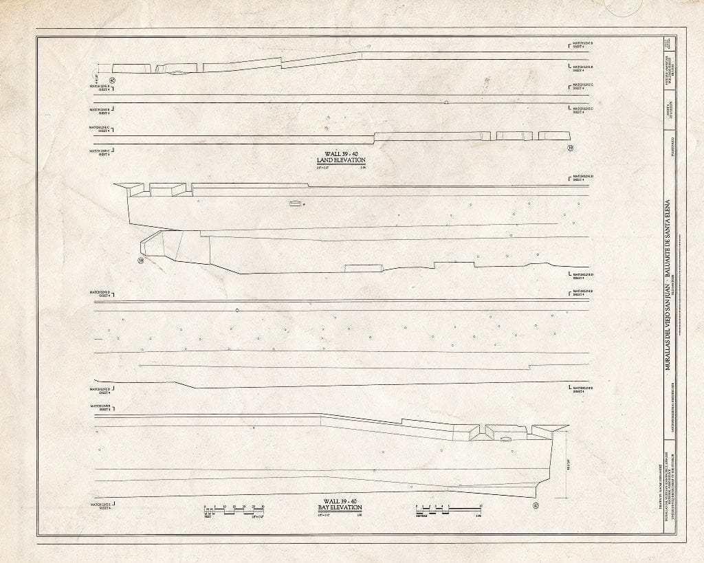 Blueprint HABS PR,7-SAJU,64H- (Sheet 4 of 4) - Murallas del Viejo San Juan, Baluarte de Santa Elena, San Juan, San Juan Municipio, PR