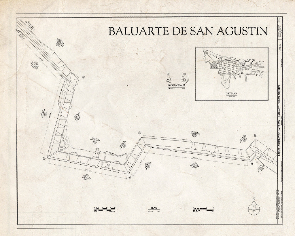 Blueprint HABS PR,7-SAJU,64I- (Sheet 1 of 3) - Murallas del Viejo San Juan, Baluarte de San Augustin, San Juan, San Juan Municipio, PR