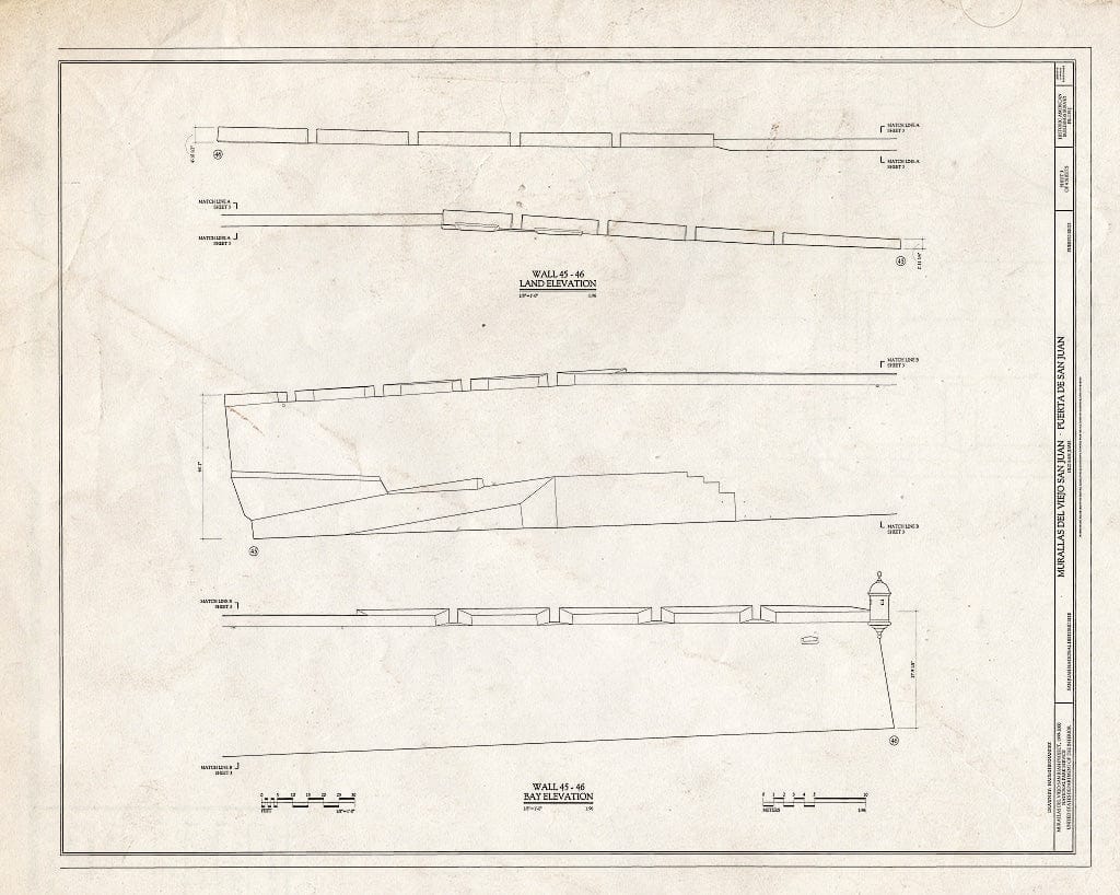 Blueprint HABS PR,7-SAJU,64J- (Sheet 3 of 4) - Murallas del Viejo San Juan, Puerta de San Juan, San Juan, San Juan Municipio, PR