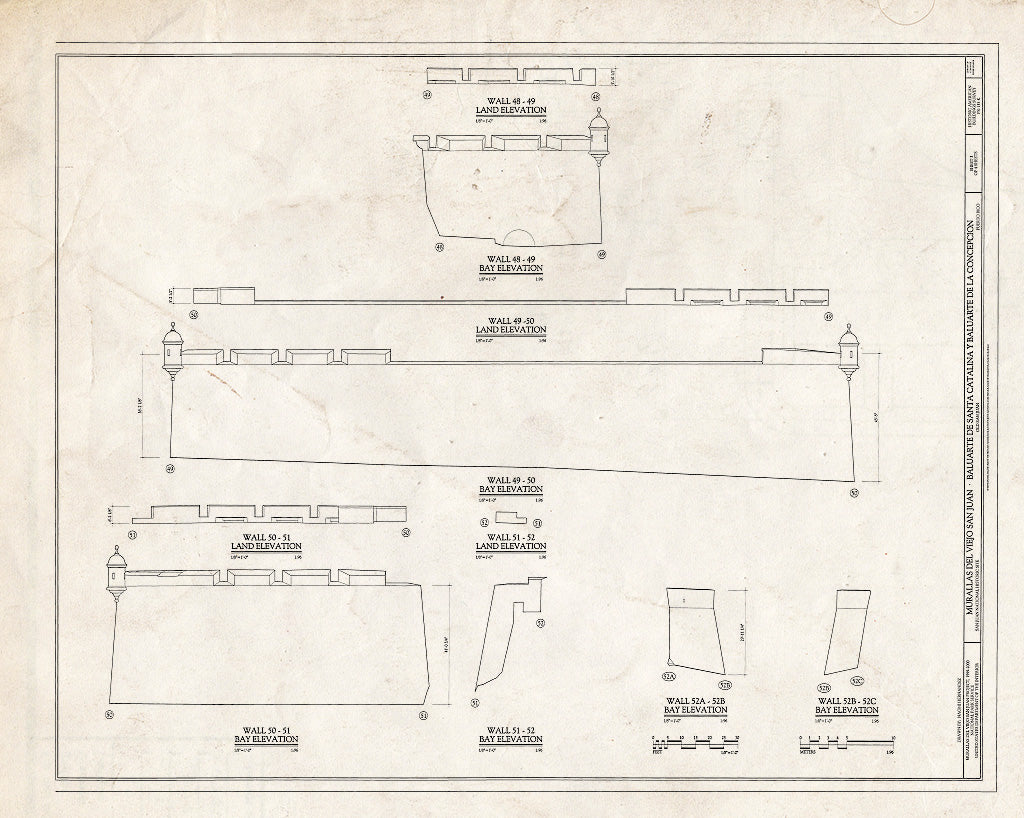 Blueprint HABS PR,7-SAJU,64K- (Sheet 3 of 4) - Murallas del Viejo San Juan, Baluarte de Santa Catalina y Baluarte de La Concepcion, San Juan, San Juan Municipio, PR