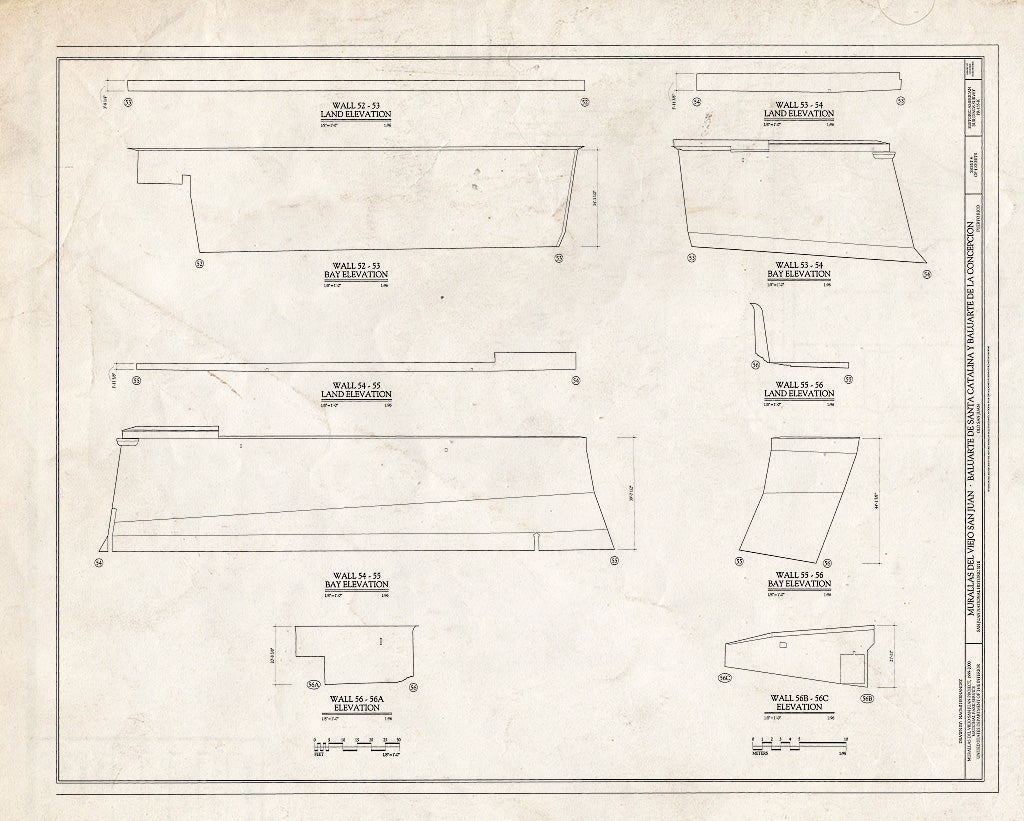 Blueprint HABS PR,7-SAJU,64K- (Sheet 4 of 4) - Murallas del Viejo San Juan, Baluarte de Santa Catalina y Baluarte de La Concepcion, San Juan, San Juan Municipio, PR