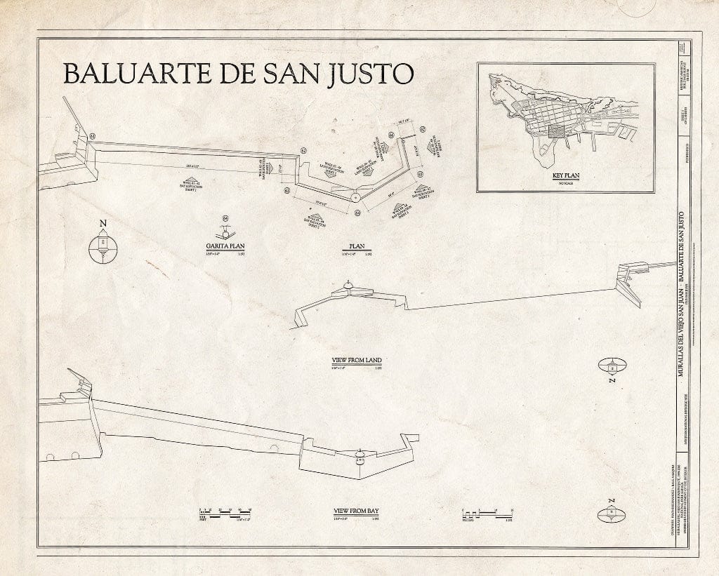 Blueprint HABS PR,7-SAJU,64M- (Sheet 1 of 2) - Murallas del Viejo San Juan, Baluarte de San Justo, San Juan, San Juan Municipio, PR