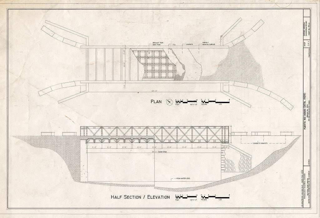 Blueprint HAER PR-44 (Sheet 2 of 4) - Puente Rio Hondo, Spanning Hondo River on PR Road 156, Barrio Rio Hondo, Comerio, Comerio Municipio, PR