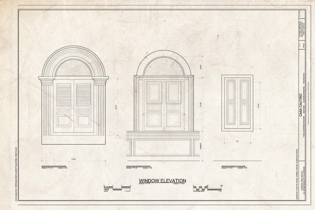Blueprint Window Elevations - Casa Cautino, 1 Calle Santiago Palmer, Guayama, Guayama Municipio, PR