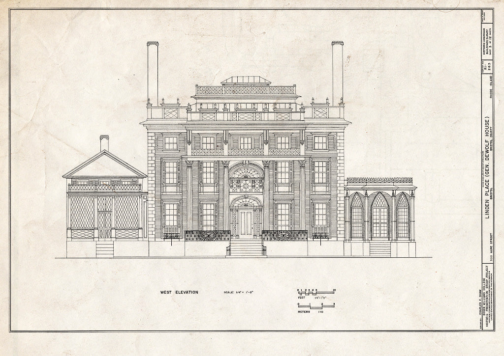 Blueprint HABS RI,1-BRIST,15- (Sheet 3 of 12) - Linden Place, 500 Hope Street, Bristol, Bristol County, RI