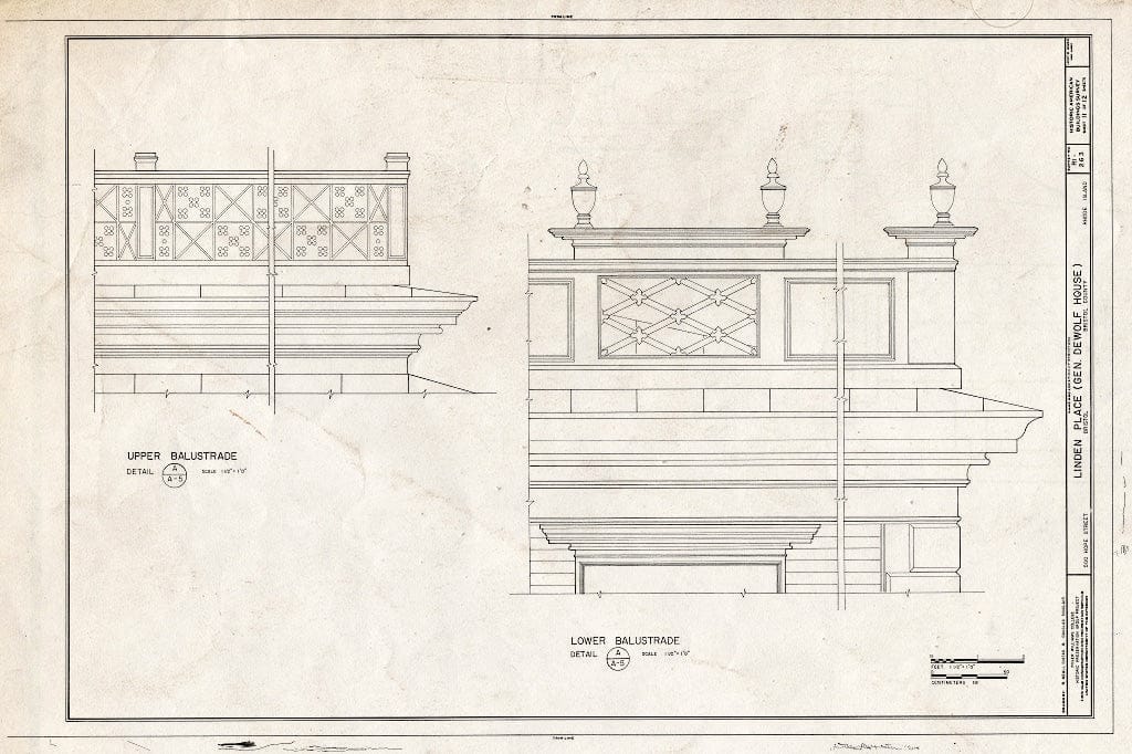Blueprint HABS RI,1-BRIST,15- (Sheet 11 of 12) - Linden Place, 500 Hope Street, Bristol, Bristol County, RI