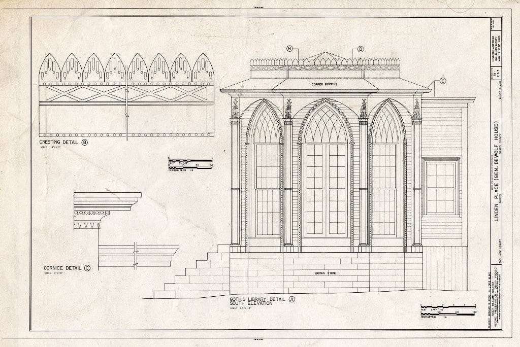 Blueprint HABS RI,1-BRIST,15- (Sheet 12 of 12) - Linden Place, 500 Hope Street, Bristol, Bristol County, RI