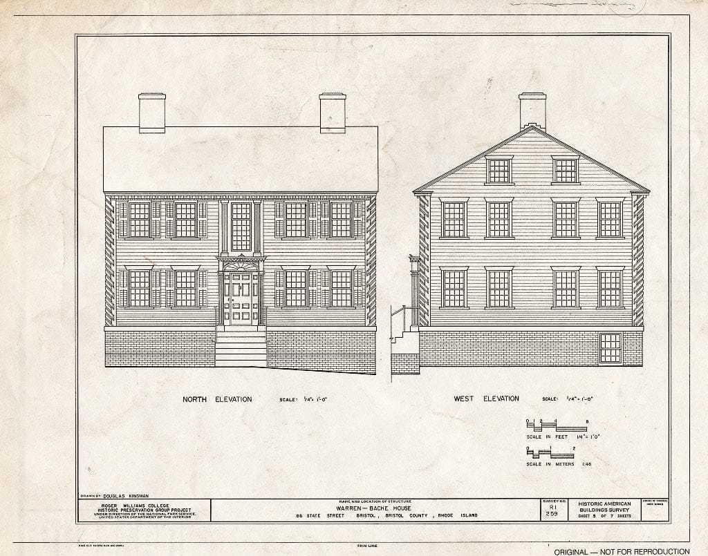 Blueprint HABS RI,1-BRIST,1- (Sheet 5 of 7) - Warren-Bache House, 86 State Street, Bristol, Bristol County, RI