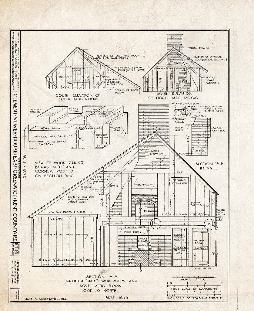 Blueprint HABS RI,2-GREWIE,1- (Sheet 4 of 9) - Clement Weaver House, 125 Howland Road, East Greenwich, Kent County, RI