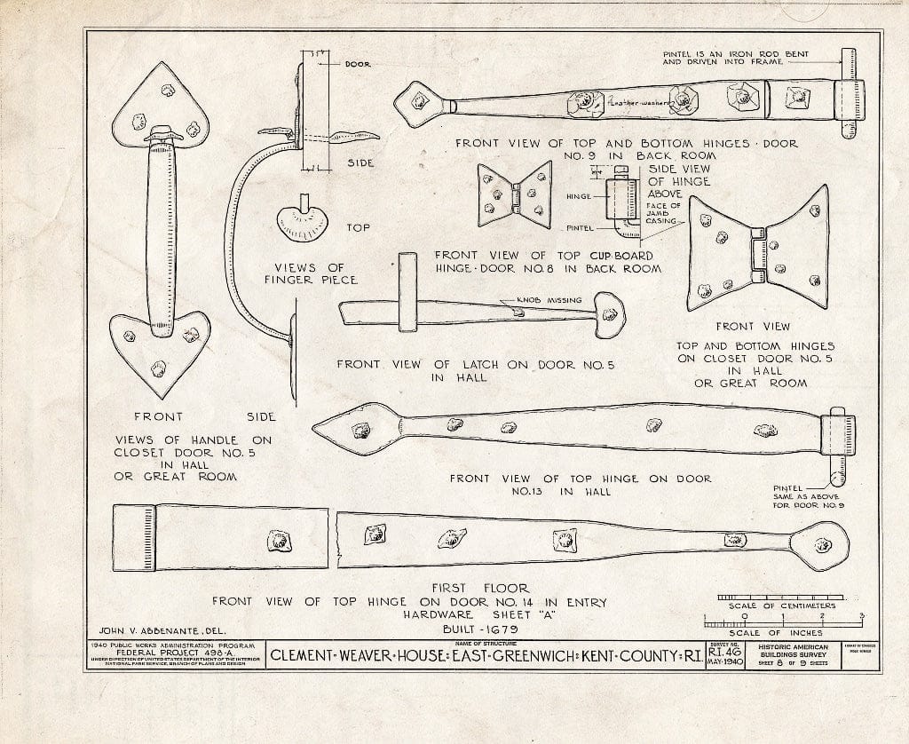 Blueprint HABS RI,2-GREWIE,1- (Sheet 8 of 9) - Clement Weaver House, 125 Howland Road, East Greenwich, Kent County, RI