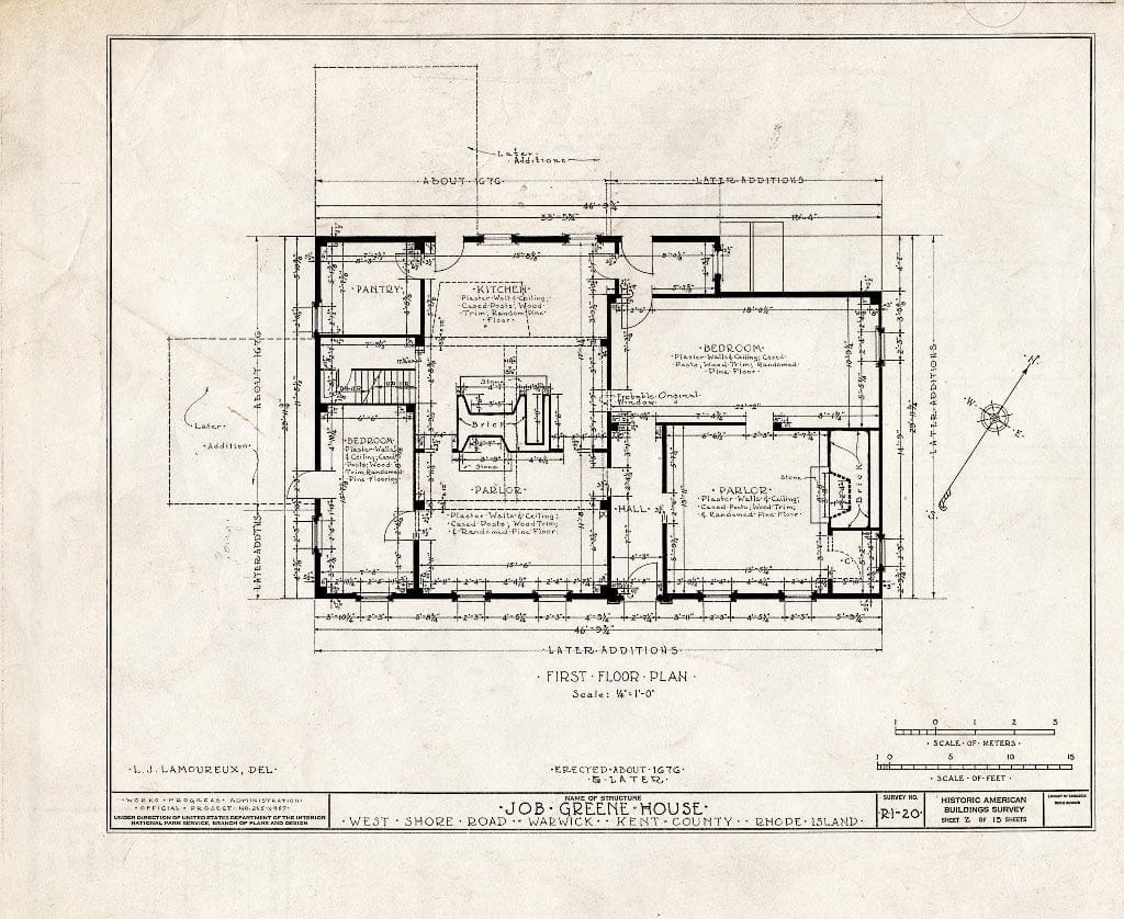 Blueprint HABS RI,2-WAR,1- (Sheet 2 of 13) - Job Greene House, West Shore Road (Hoxie), Warwick, Kent County, RI