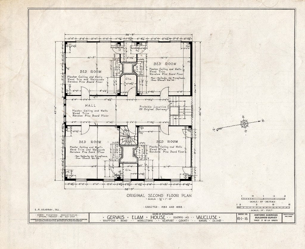 Blueprint HABS RI,3-MIDTO,3- (Sheet 3 of 29) - Vaucluse, Wapping Road (Parts in Metropolitan Museum, NY), Middletown, Newport County, RI