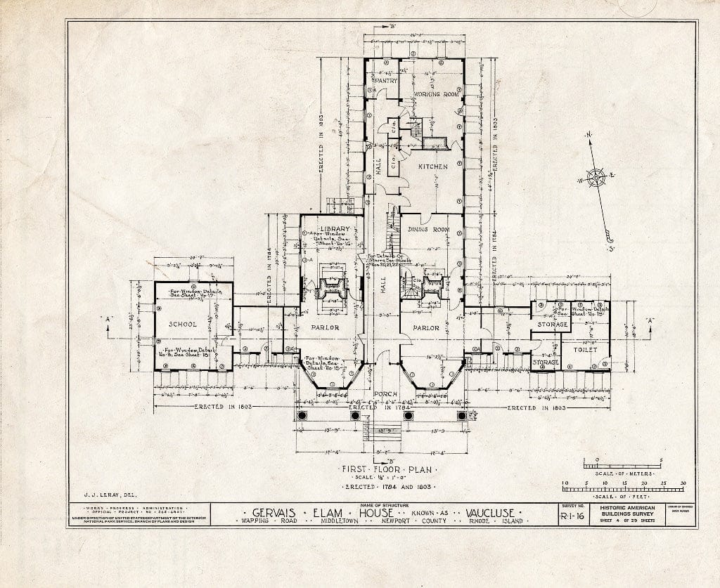 Blueprint HABS RI,3-MIDTO,3- (Sheet 4 of 29) - Vaucluse, Wapping Road (Parts in Metropolitan Museum, NY), Middletown, Newport County, RI