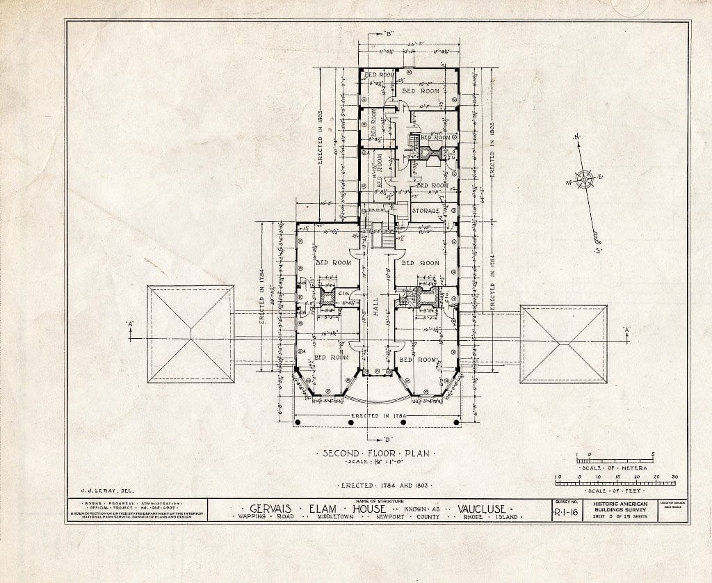 Blueprint HABS RI,3-MIDTO,3- (Sheet 5 of 29) - Vaucluse, Wapping Road (Parts in Metropolitan Museum, NY), Middletown, Newport County, RI