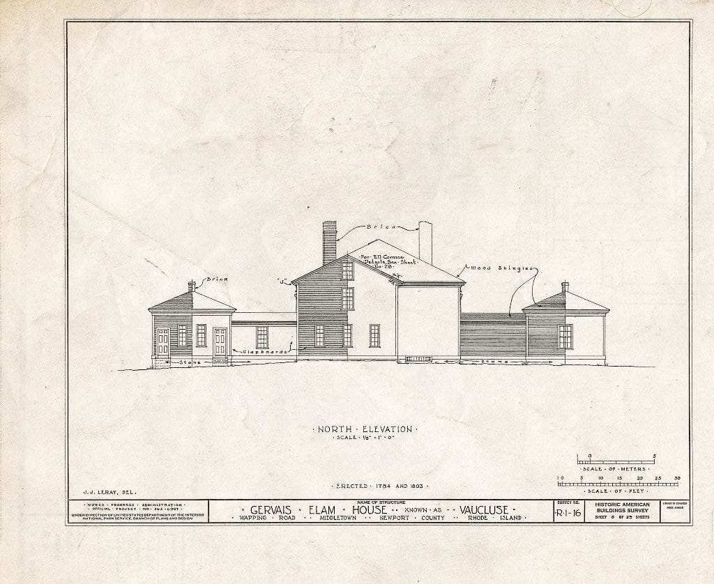 Blueprint HABS RI,3-MIDTO,3- (Sheet 8 of 29) - Vaucluse, Wapping Road (Parts in Metropolitan Museum, NY), Middletown, Newport County, RI