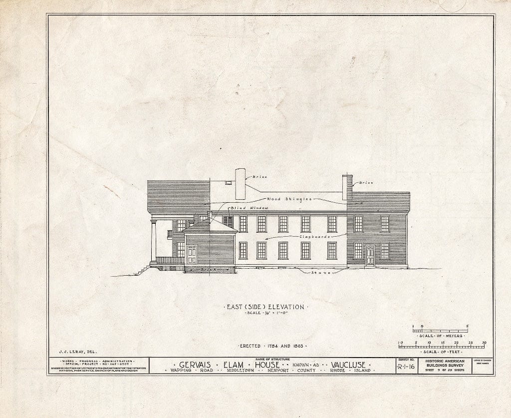 Blueprint HABS RI,3-MIDTO,3- (Sheet 9 of 29) - Vaucluse, Wapping Road (Parts in Metropolitan Museum, NY), Middletown, Newport County, RI