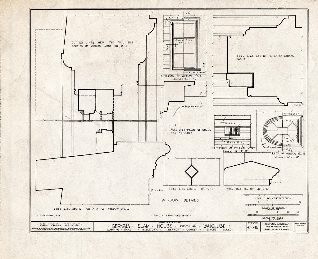 Blueprint HABS RI,3-MIDTO,3- (Sheet 17 of 29) - Vaucluse, Wapping Road (Parts in Metropolitan Museum, NY), Middletown, Newport County, RI