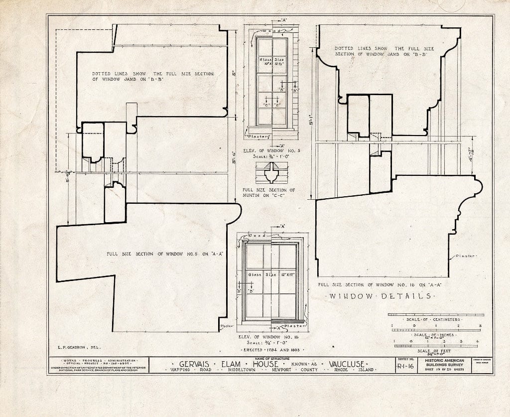 Blueprint HABS RI,3-MIDTO,3- (Sheet 19 of 29) - Vaucluse, Wapping Road (Parts in Metropolitan Museum, NY), Middletown, Newport County, RI