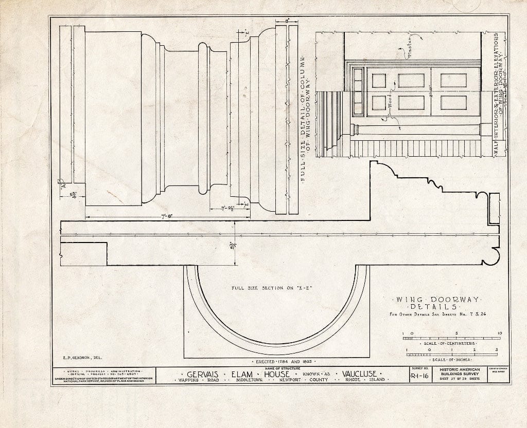 Blueprint HABS RI,3-MIDTO,3- (Sheet 27 of 29) - Vaucluse, Wapping Road (Parts in Metropolitan Museum, NY), Middletown, Newport County, RI