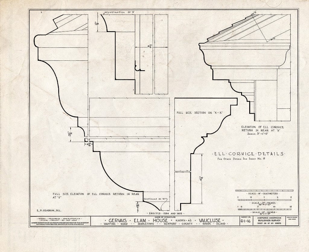 Blueprint HABS RI,3-MIDTO,3- (Sheet 28 of 29) - Vaucluse, Wapping Road (Parts in Metropolitan Museum, NY), Middletown, Newport County, RI