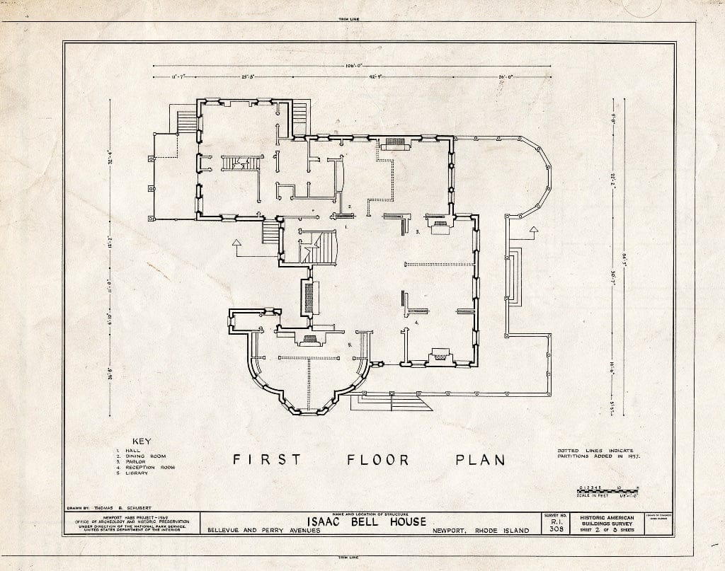 Blueprint HABS RI,3-NEWP,44- (Sheet 2 of 8) - Isaac Bell House, 70 Perry Street, Newport, Newport County, RI