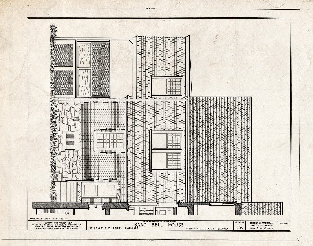 Blueprint HABS RI,3-NEWP,44- (Sheet 5 of 8) - Isaac Bell House, 70 Perry Street, Newport, Newport County, RI
