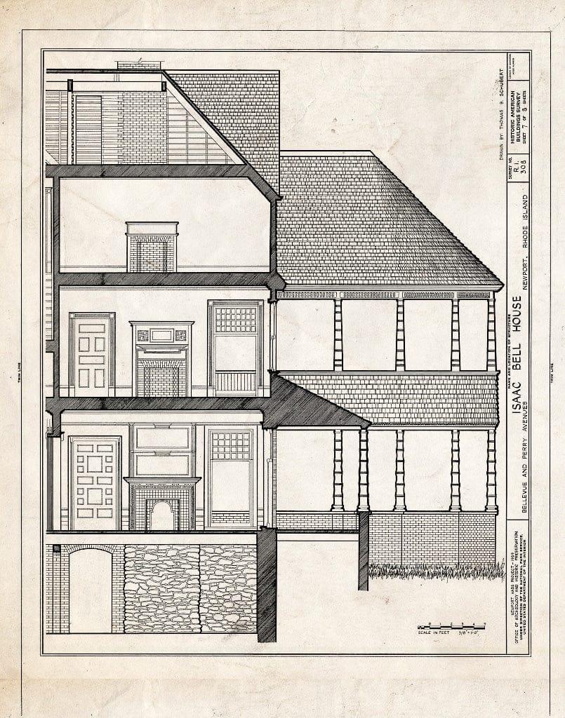 Blueprint HABS RI,3-NEWP,44- (Sheet 7 of 8) - Isaac Bell House, 70 Perry Street, Newport, Newport County, RI