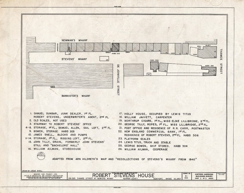 Blueprint HABS RI,3-NEWP,76- (Sheet 2 of 5) - Robert Stevens House, 261-265 Thames Street, Newport, Newport County, RI