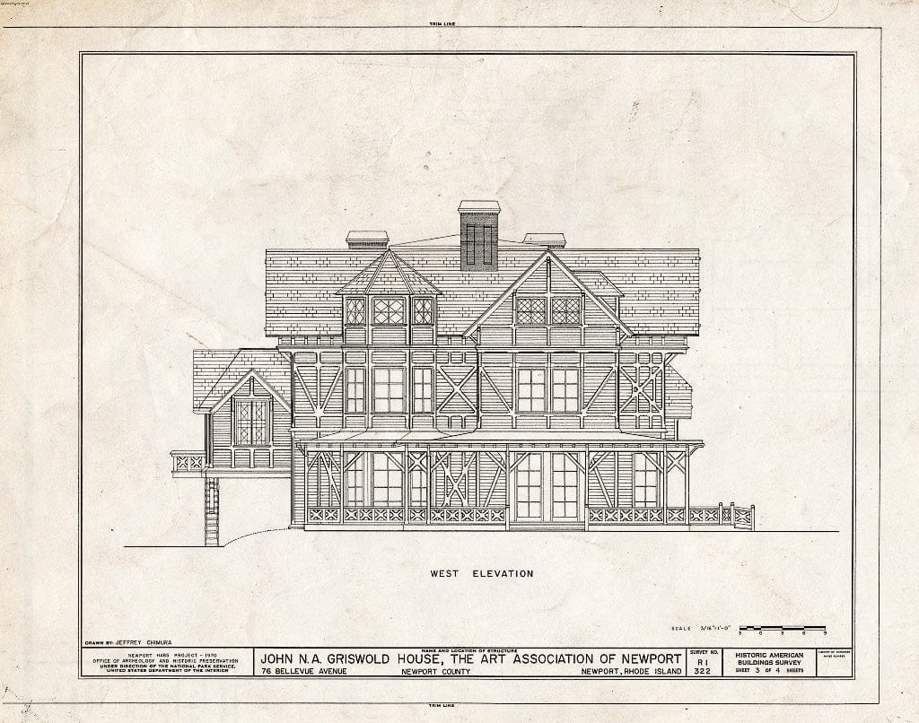 Blueprint HABS RI,3-NEWP,36- (Sheet 3 of 4) - John N. A. Griswold House, 76 Bellevue Avenue, Newport, Newport County, RI
