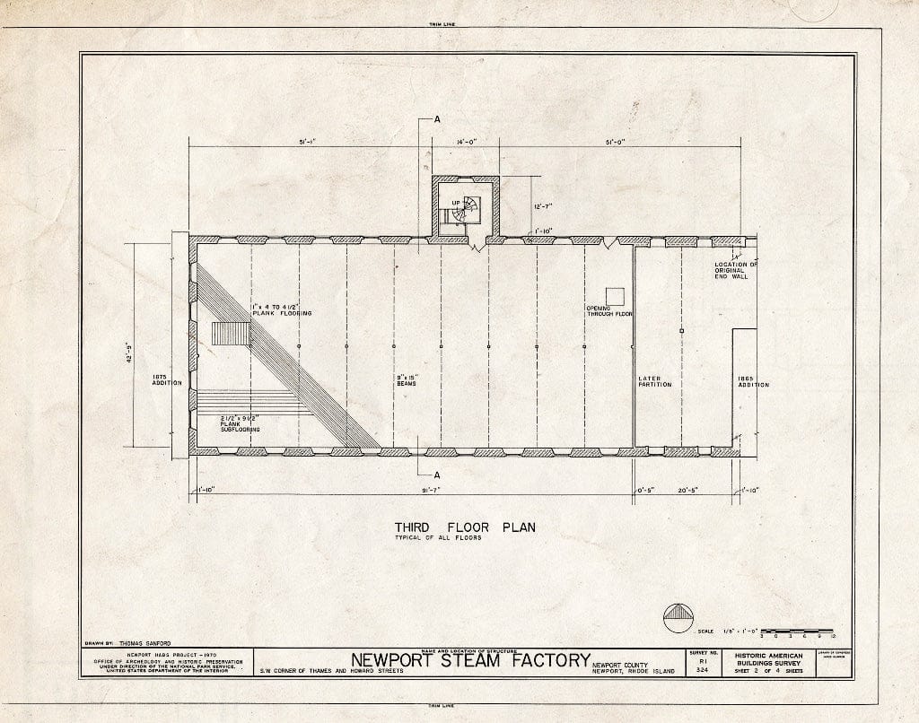 Blueprint HABS RI,3-NEWP,75- (Sheet 2 of 4) - Newport Steam Factory, 449 Thames Street, Newport, Newport County, RI