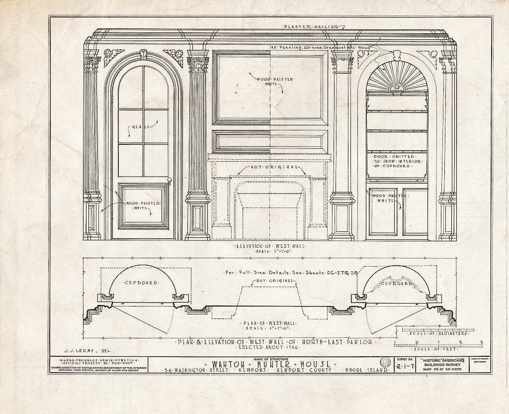 Blueprint HABS RI,3-NEWP,11- (Sheet 25 of 35) - Nichols-Wanton-Hunter House, 54 Washington Street, Newport, Newport County, RI