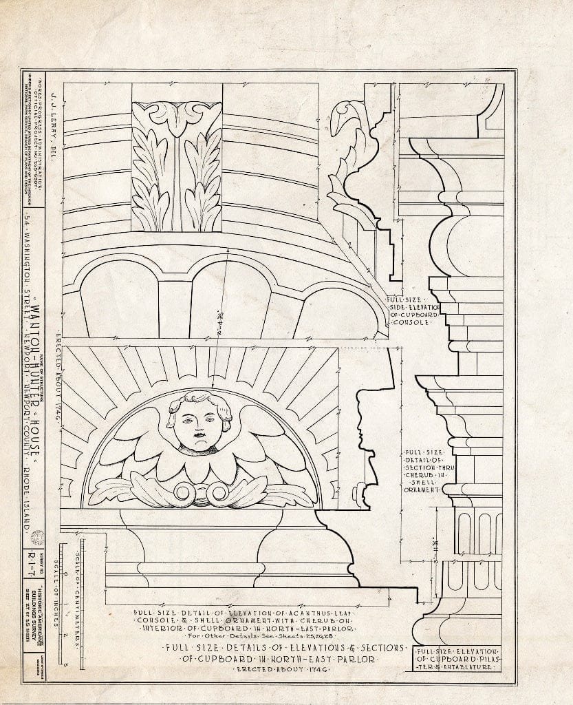 Blueprint HABS RI,3-NEWP,11- (Sheet 27 of 35) - Nichols-Wanton-Hunter House, 54 Washington Street, Newport, Newport County, RI