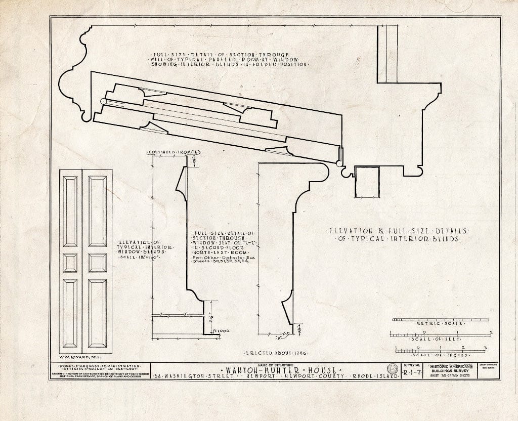 Blueprint HABS RI,3-NEWP,11- (Sheet 35 of 35) - Nichols-Wanton-Hunter House, 54 Washington Street, Newport, Newport County, RI