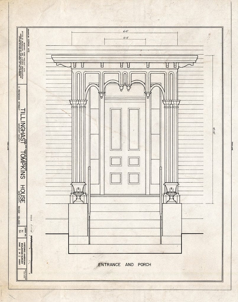 Blueprint HABS RI,3-NEWP,32- (Sheet 2 of 2) - Tillinghast Tompkins House, 11 Redwood Street, Newport, Newport County, RI
