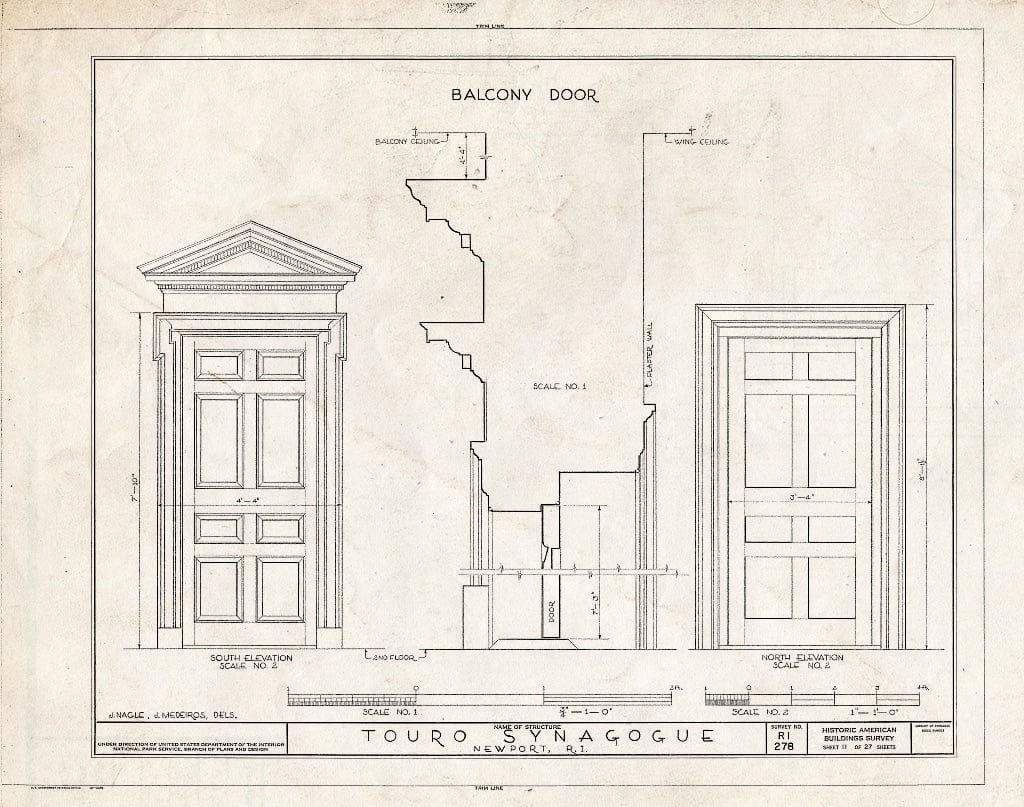 Blueprint HABS RI,3-NEWP,29- (Sheet 11 of 27) - Touro Synagogue, Congregation Jeshuat Israel, 85 Touro Street, Newport, Newport County, RI