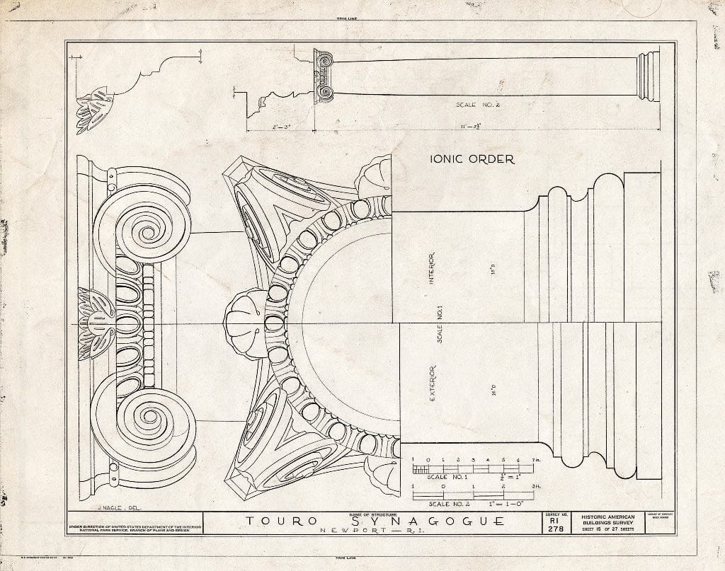 Blueprint HABS RI,3-NEWP,29- (Sheet 15 of 27) - Touro Synagogue, Congregation Jeshuat Israel, 85 Touro Street, Newport, Newport County, RI