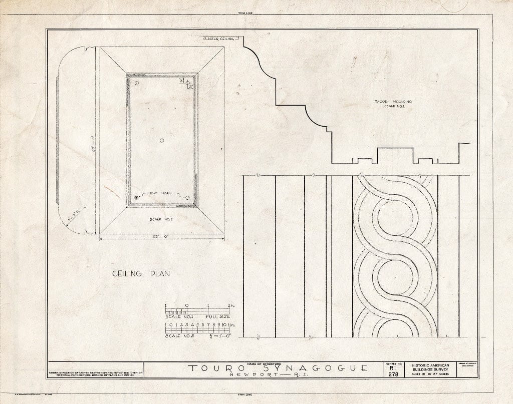 Blueprint HABS RI,3-NEWP,29- (Sheet 18 of 27) - Touro Synagogue, Congregation Jeshuat Israel, 85 Touro Street, Newport, Newport County, RI