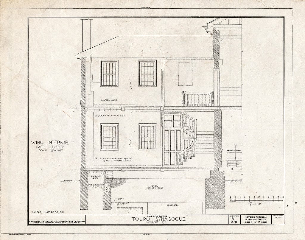 Blueprint HABS RI,3-NEWP,29- (Sheet 19 of 27) - Touro Synagogue, Congregation Jeshuat Israel, 85 Touro Street, Newport, Newport County, RI
