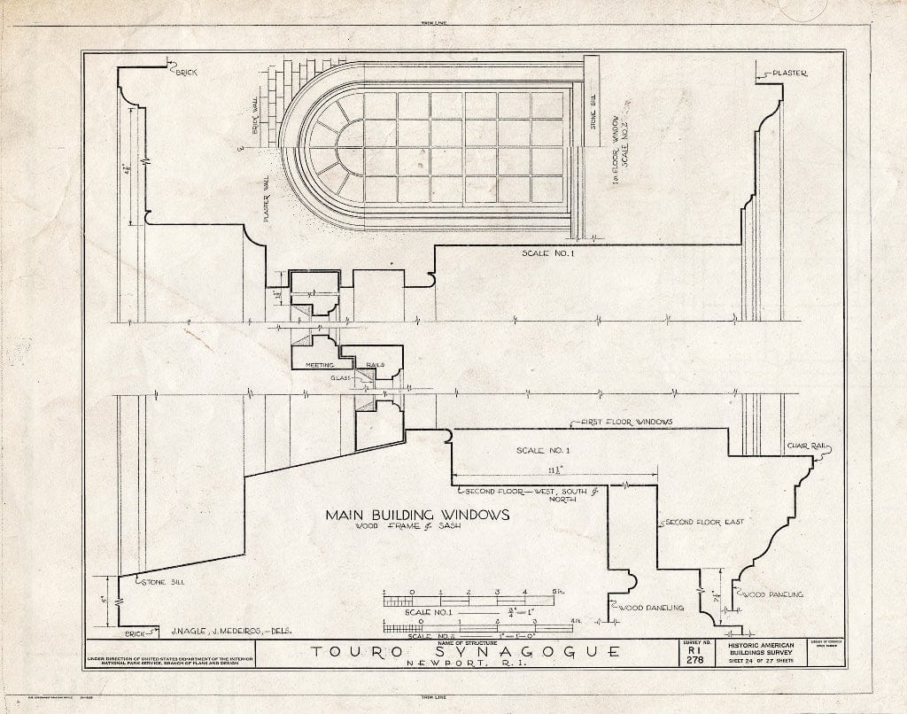 Blueprint HABS RI,3-NEWP,29- (Sheet 24 of 27) - Touro Synagogue, Congregation Jeshuat Israel, 85 Touro Street, Newport, Newport County, RI