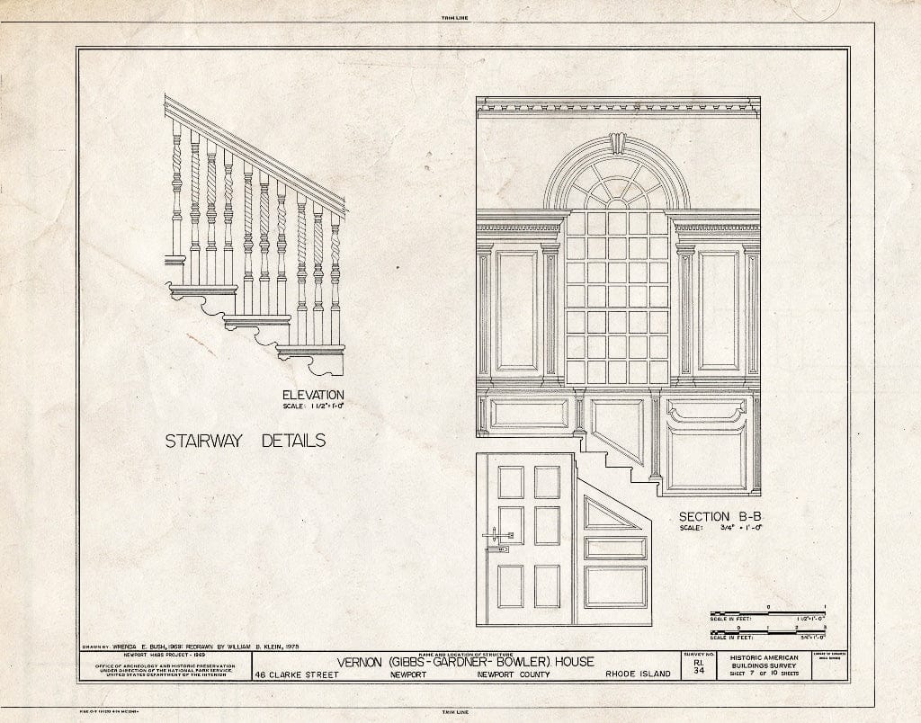 Blueprint HABS RI,3-NEWP,1- (Sheet 7 of 10) - Vernon House, 46 Clarke Street, Newport, Newport County, RI