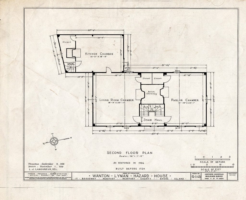 Blueprint HABS RI,3-NEWP,12- (Sheet 4 of 16) - Wanton-Lyman-Hazard House, 17 Broadway, Newport, Newport County, RI