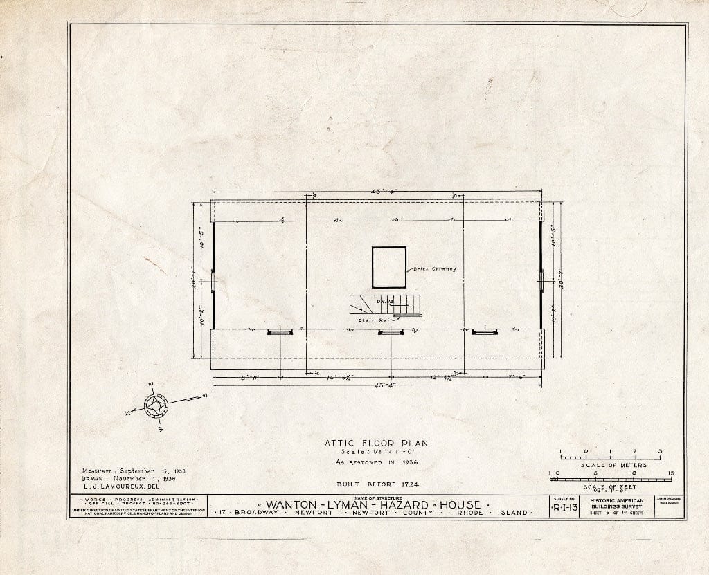 Blueprint HABS RI,3-NEWP,12- (Sheet 5 of 16) - Wanton-Lyman-Hazard House, 17 Broadway, Newport, Newport County, RI