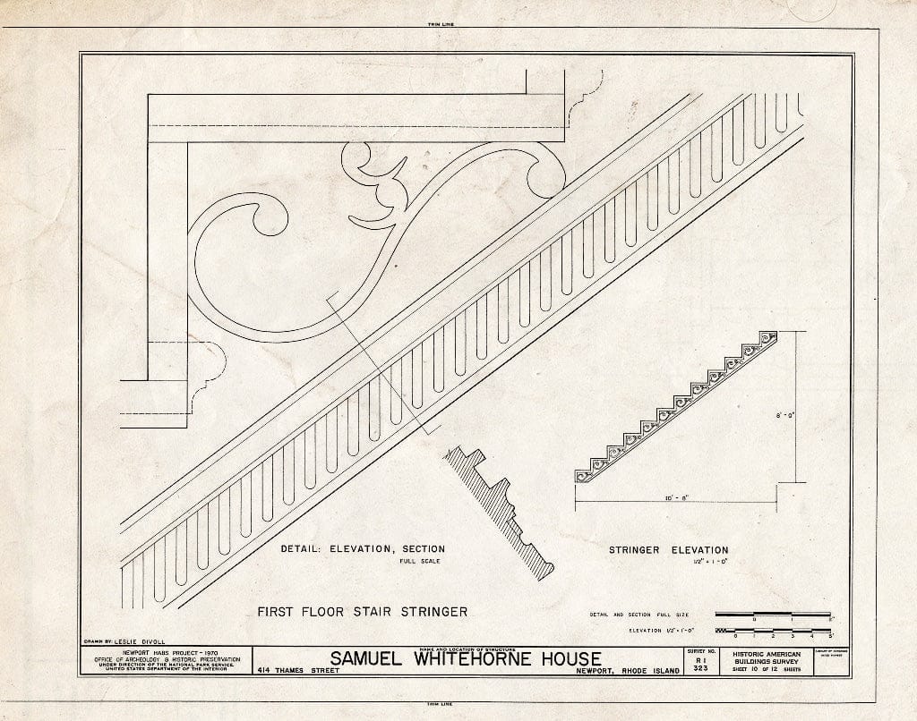 Blueprint HABS RI,3-NEWP,50- (Sheet 10 of 12) - Samuel Whitehorne House, 414 Thames Street, Newport, Newport County, RI
