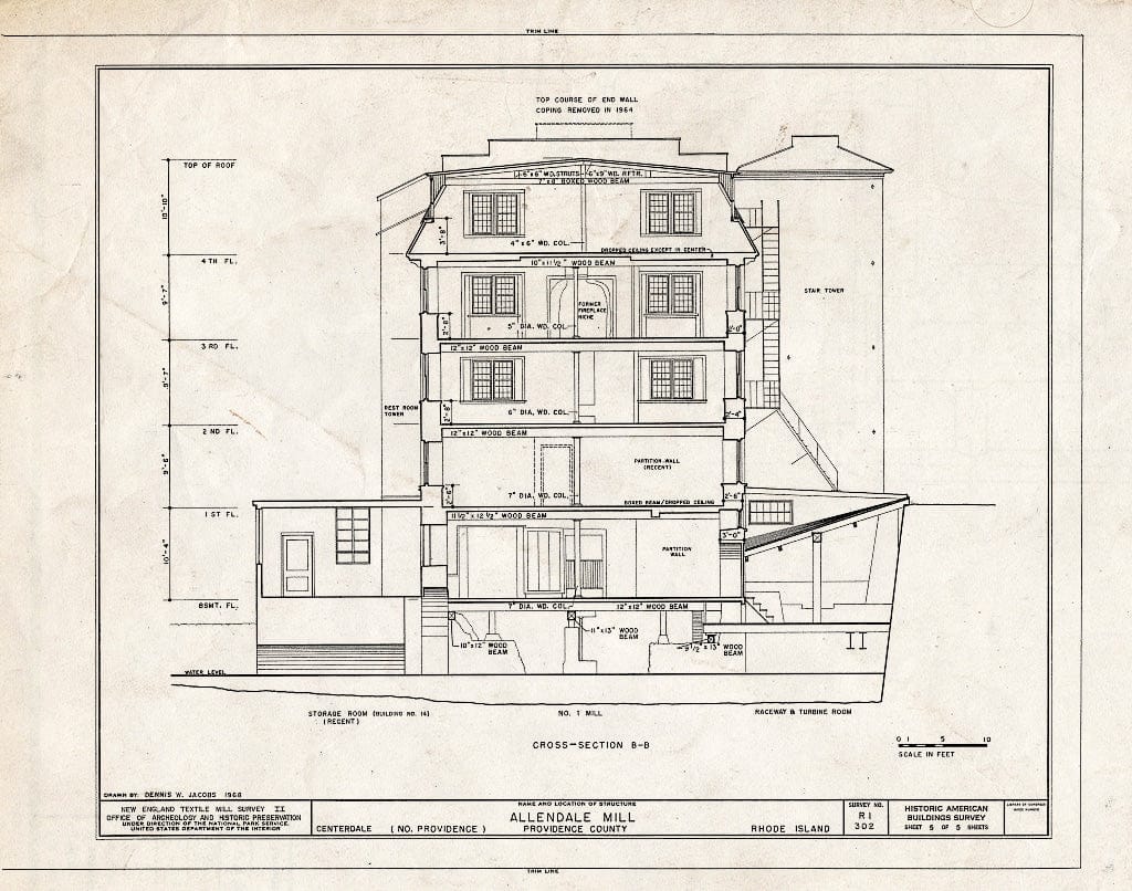 Blueprint HABS RI,4-Cent,2- (Sheet 5 of 5) - Allendale Mill, 494 Woonasquatucket Avenue, Centerdale, Providence County, RI