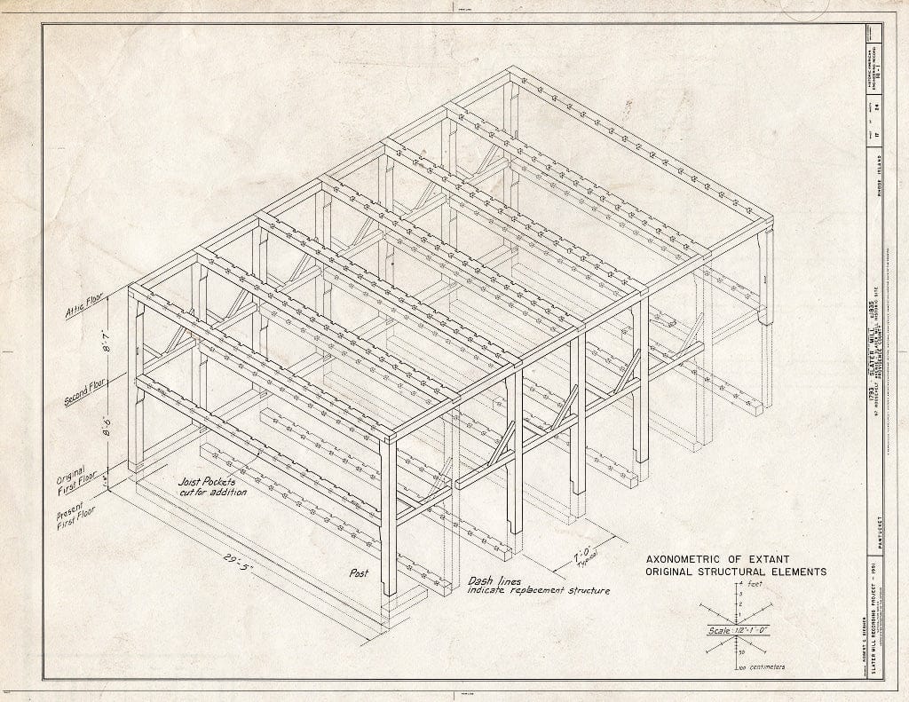 Blueprint HAER RI,4-PAWT,3- (Sheet 17 of 24) - Slater Mill, Pawtucket, Providence County, RI