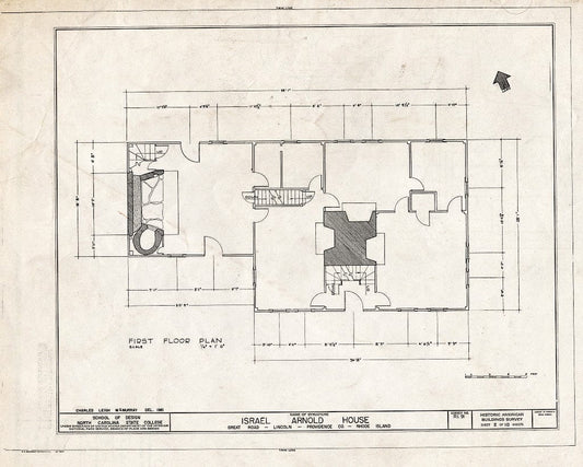 Blueprint 2. First Floor Plan - Israel Arnold House, Great Road, Saylesville, Providence County, RI
