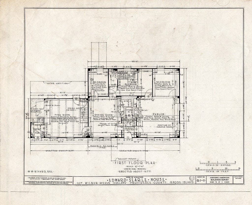 Blueprint HABS RI,4-Oak,1- (Sheet 2 of 11) - Edward Searle House, 107 Wilbur Avenue, Oaklawn, Providence County, RI